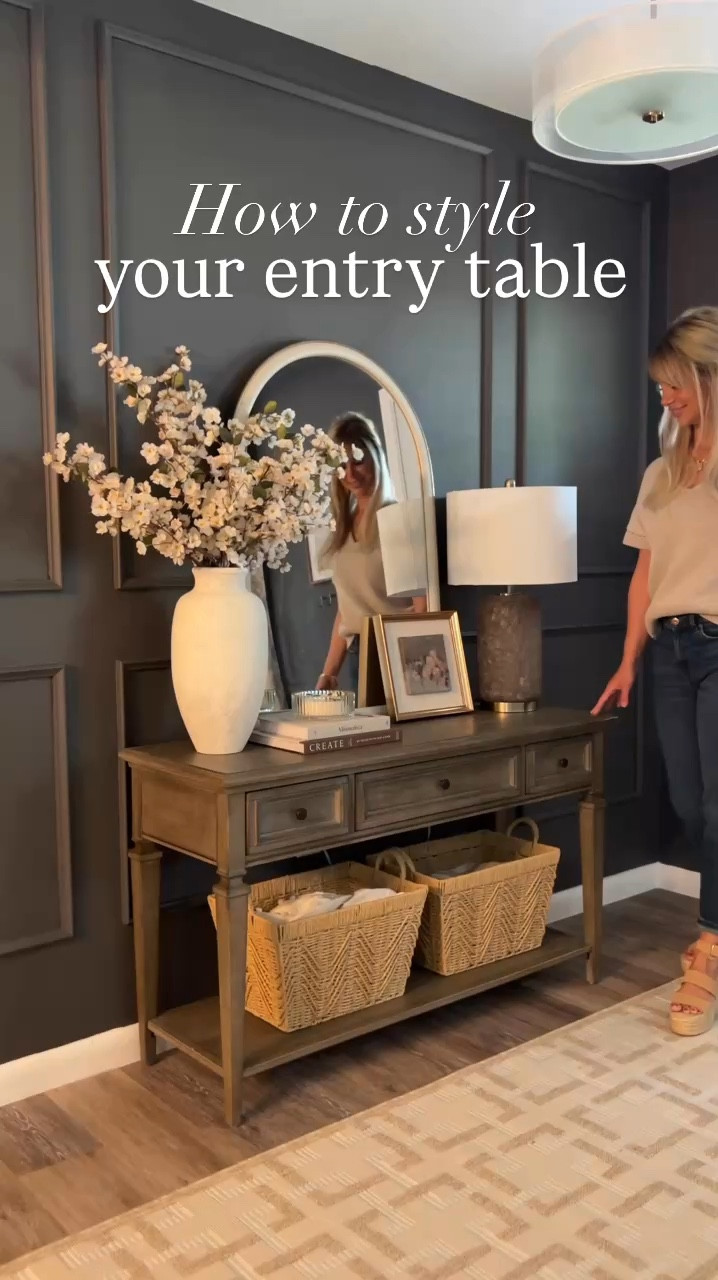 Linking sources that I have plus similar options for you here! This entry table is the Warwick sofa table from Furniture Row . Unfortunately, I’m not able to link it here., but you can find it on their website.

#LTKWatchNow #LTKStyleTip #LTKHome