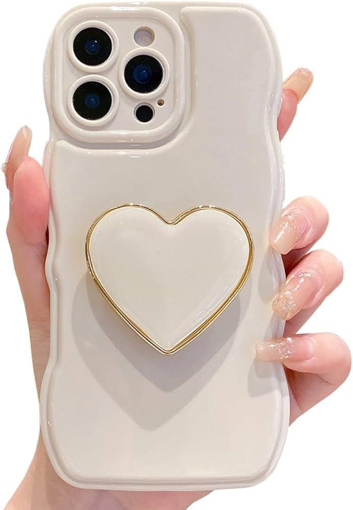 Cute Case for iPhone 15 Pro Max 6.7'', Beige Soft TPU Shape Shockproof Protective Cover with Stan... | Amazon (US)