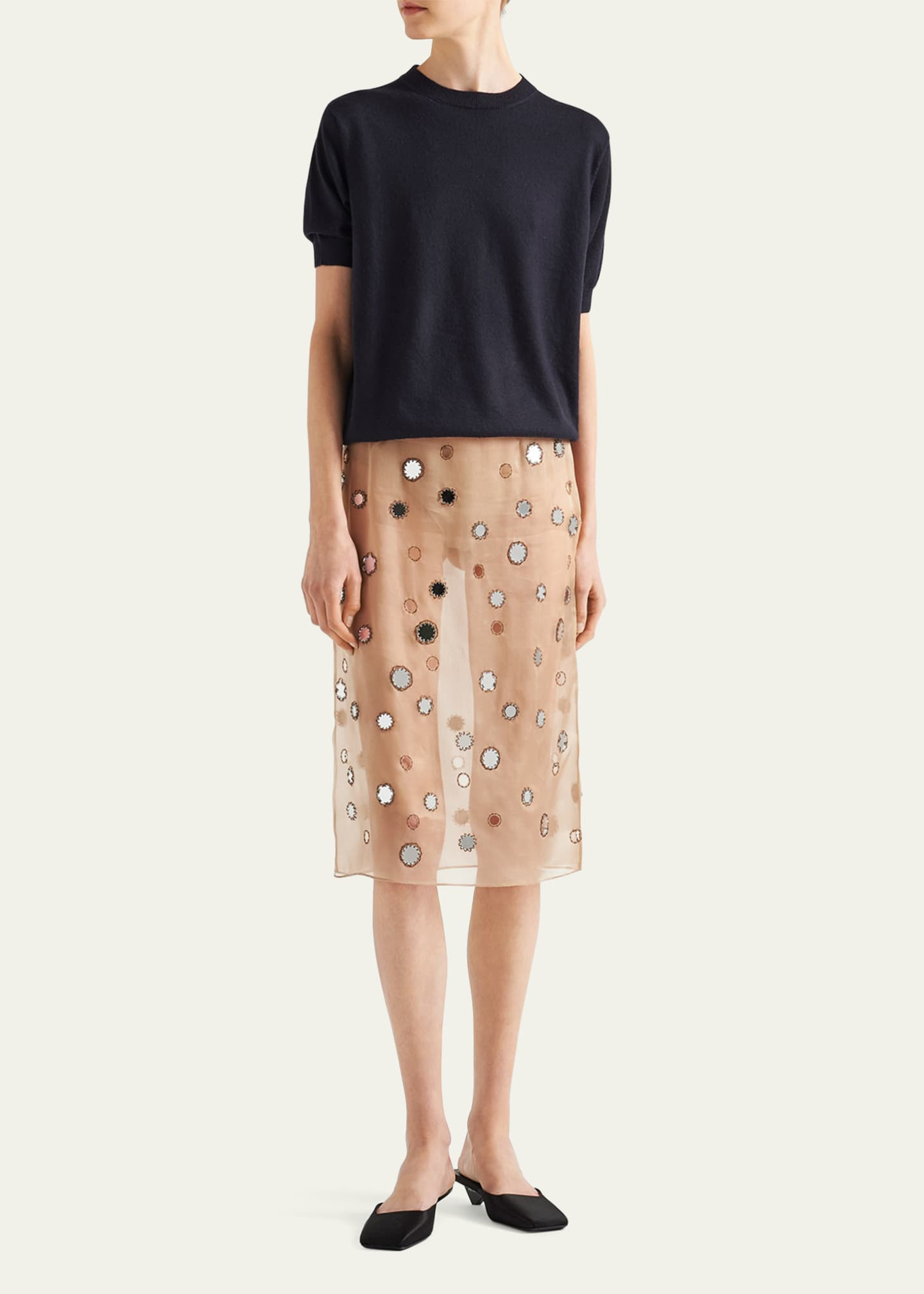 Prada Mirror Disc Organza Midi Skirt | Bergdorf Goodman