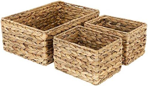 Clas Ohlson Wicker Storage Baskets - Stackable Set of 3 boxes in 2 Sizes, Sustainable Choice Made... | Amazon (UK)