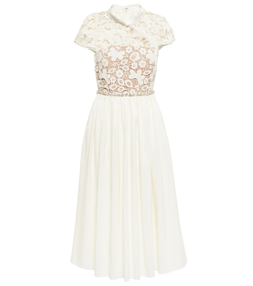 缀饰凸花蕾丝中长连衣裙 | Mytheresa (INTL)