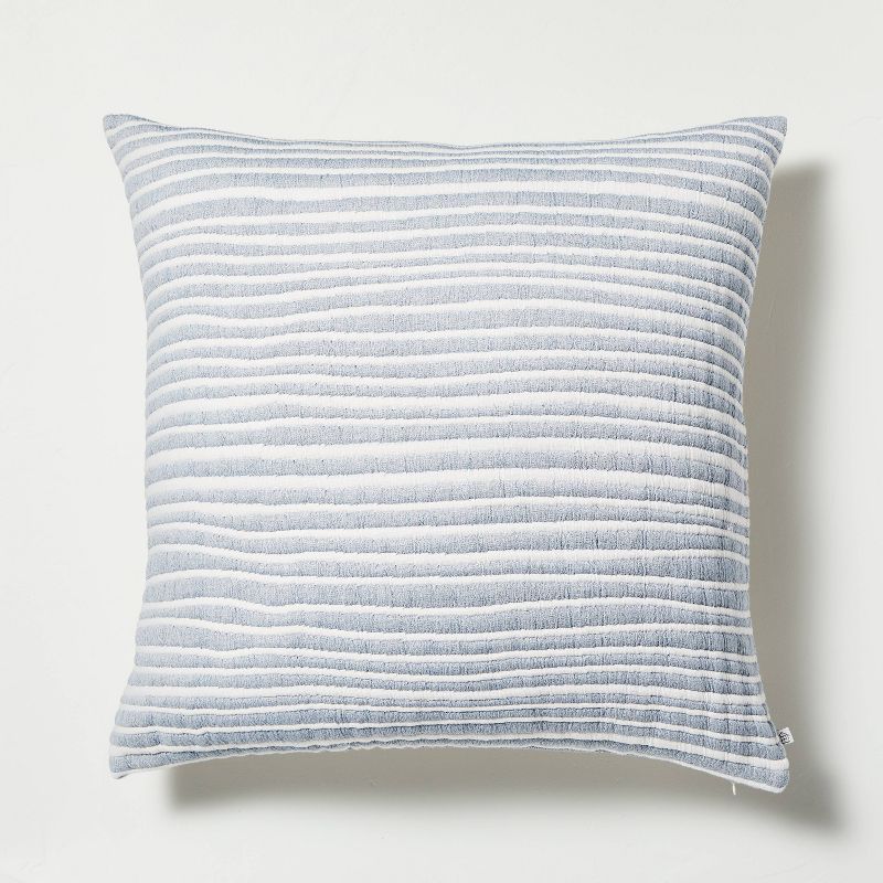 24" x 24" Uneven Stripe Throw Pillow Blue - Hearth & Hand™ with Magnolia | Target