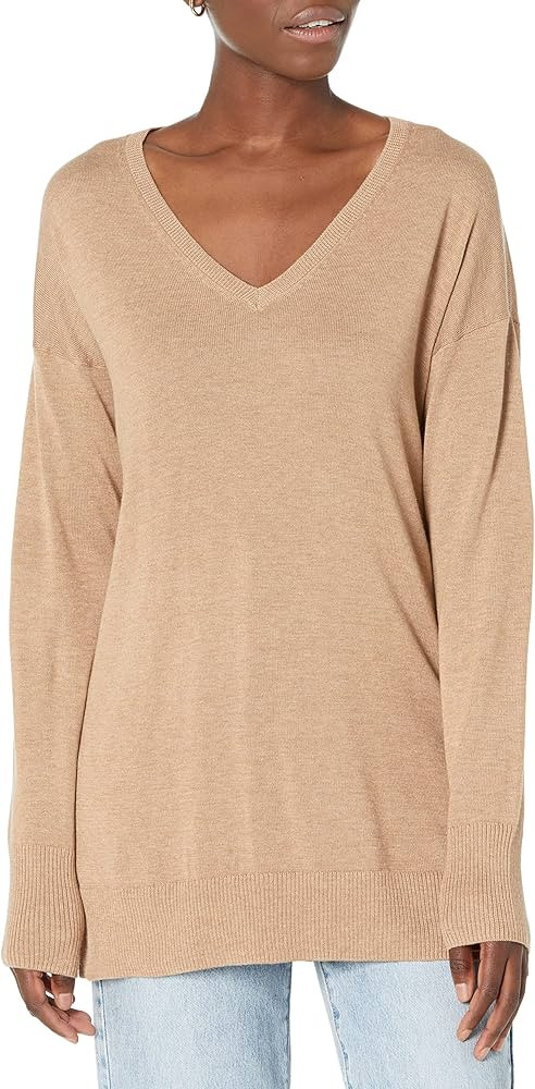 Amazon Essentials Womens Lightweight V-Neck Tunic Sweater | Amazon (CA)