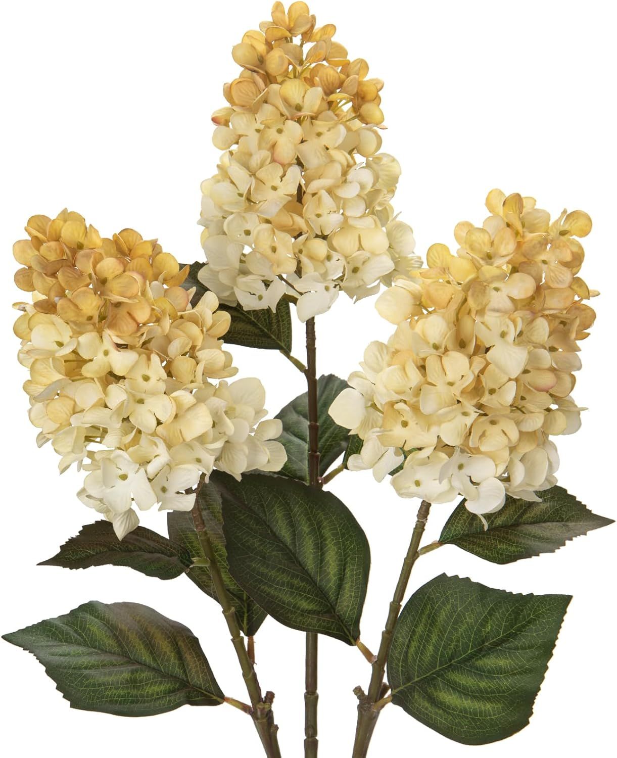 3PCS Fake Flowers Cone Hydrangea Antique White Artificial Fall Flowers 27" Long Fall Floral Stems... | Amazon (US)