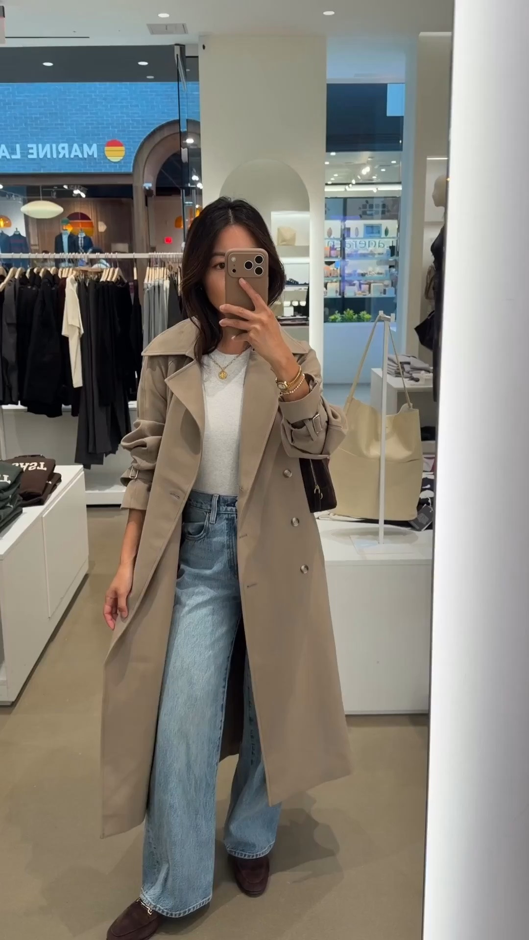 Use code JEANTRENCH for 15% off in the US only on this jacket • Oak Fort trench XXS in Brindle, size down if you can. Runs big so I wear with belt cinched tightly in the back, very nice drape. FYI customers pay for return shipping so it may be worth it to get Checkout+ at checkout. 
• Aritzia Farrah ankle jeans sz 24. Slightly loose and relaxed fit at waist. Length is great on me. 
• Aritzia rib tee XS (size up) 
• Sam Edelman loafer tts 
• Madewell suede bag 

Petite fall style, casual mom style, easy autumn outfit, fall jackets

#LTKPetite #LTKSeasonal #LTKmomlife