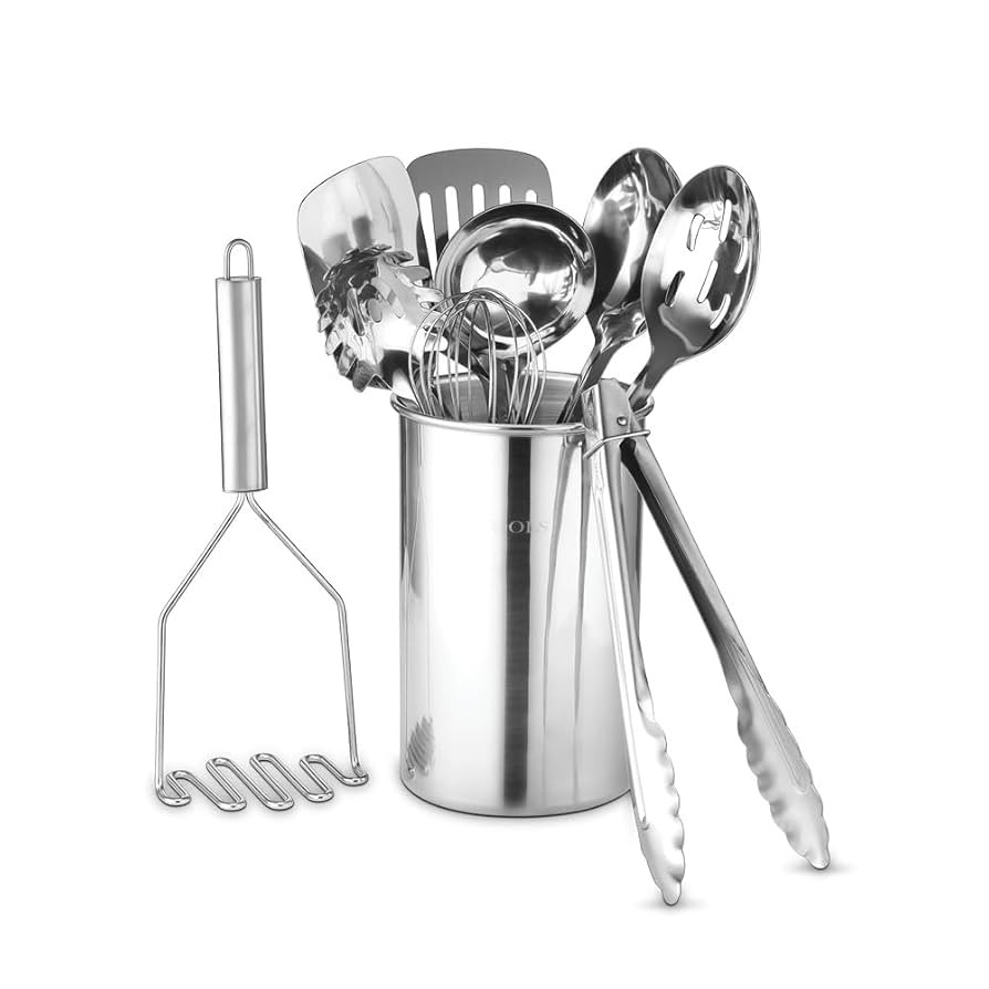 Avador® Premium Set of 10 Stainless Steel Kitchen Tool Set with Holder Easy To Clean, Space Savi... | Amazon (US)