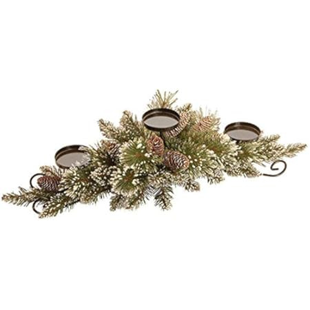 National Tree Company Artificial Christmas Centerpiece | Includes 3 Candle Holders, Red Berries, Pin | Amazon (US)