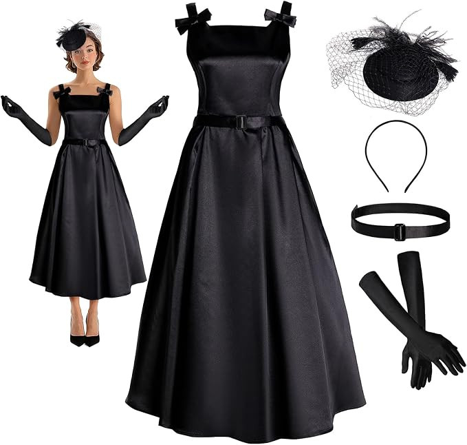 Women 1950s Audrey Hepburn Midi Dress Tea Party Cocktail Dress | Unique Back Lace-Up Corset Waist... | Amazon (US)