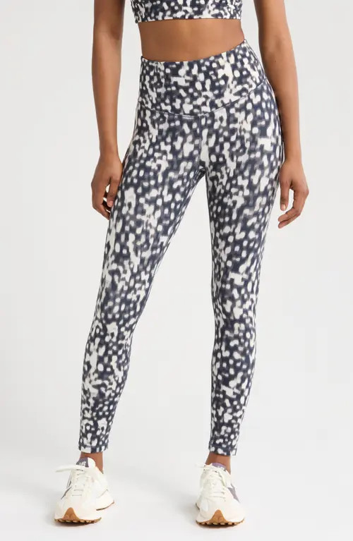 Zella Studio Luxe Print High Waist Pocket 7/8 Leggings in Navy Tortoise Shell at Nordstrom, Size X-Small | Nordstrom