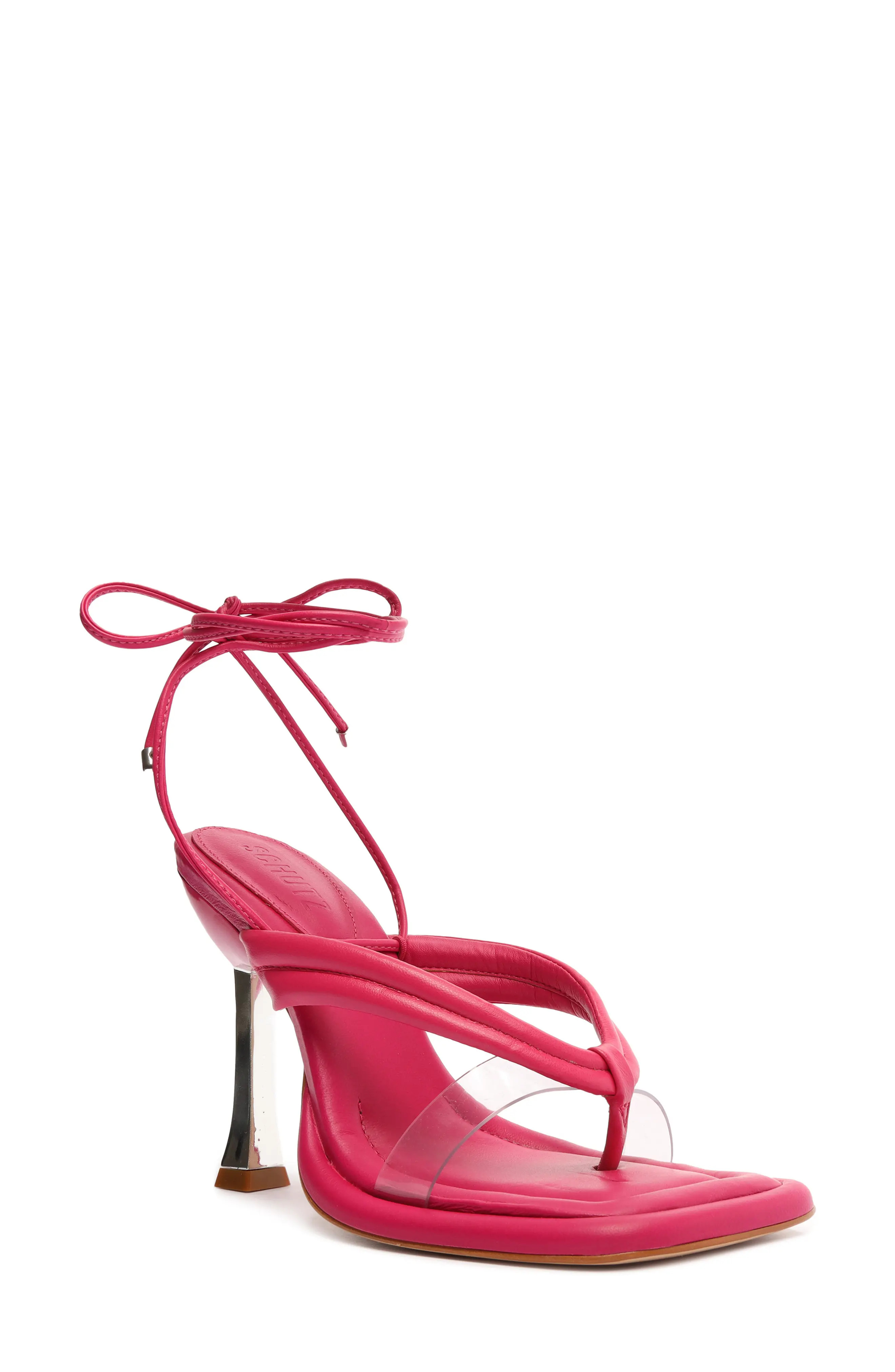 Schutz Meghan Ankle Tie Sandal in Hot Pink/transparente at Nordstrom, Size 6.5 | Nordstrom