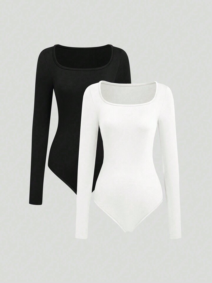SHEIN EZwear Women Solid Color Simple Casual Daily Wear Spring And Summer Bodysuit | SHEIN USA | SHEIN