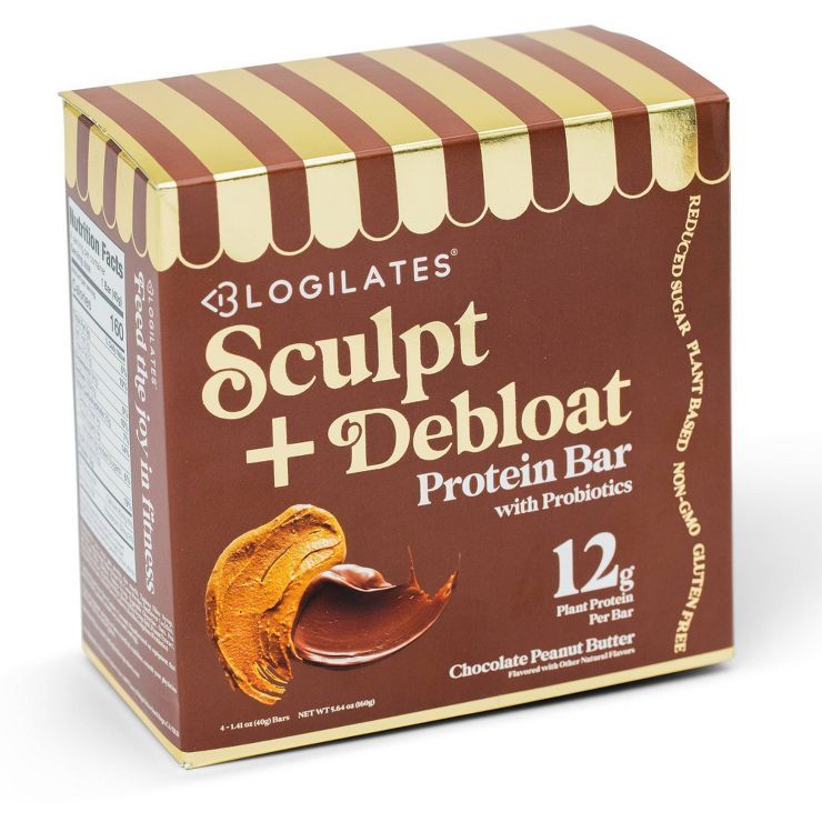 Blogilates Sculpt & Debloat Protein Bar - Chocolate Peanut Butter - 1.41oz/4pk | Target