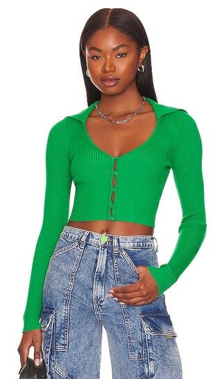 Clarissa Deep V Top in Green | Revolve Clothing (Global)