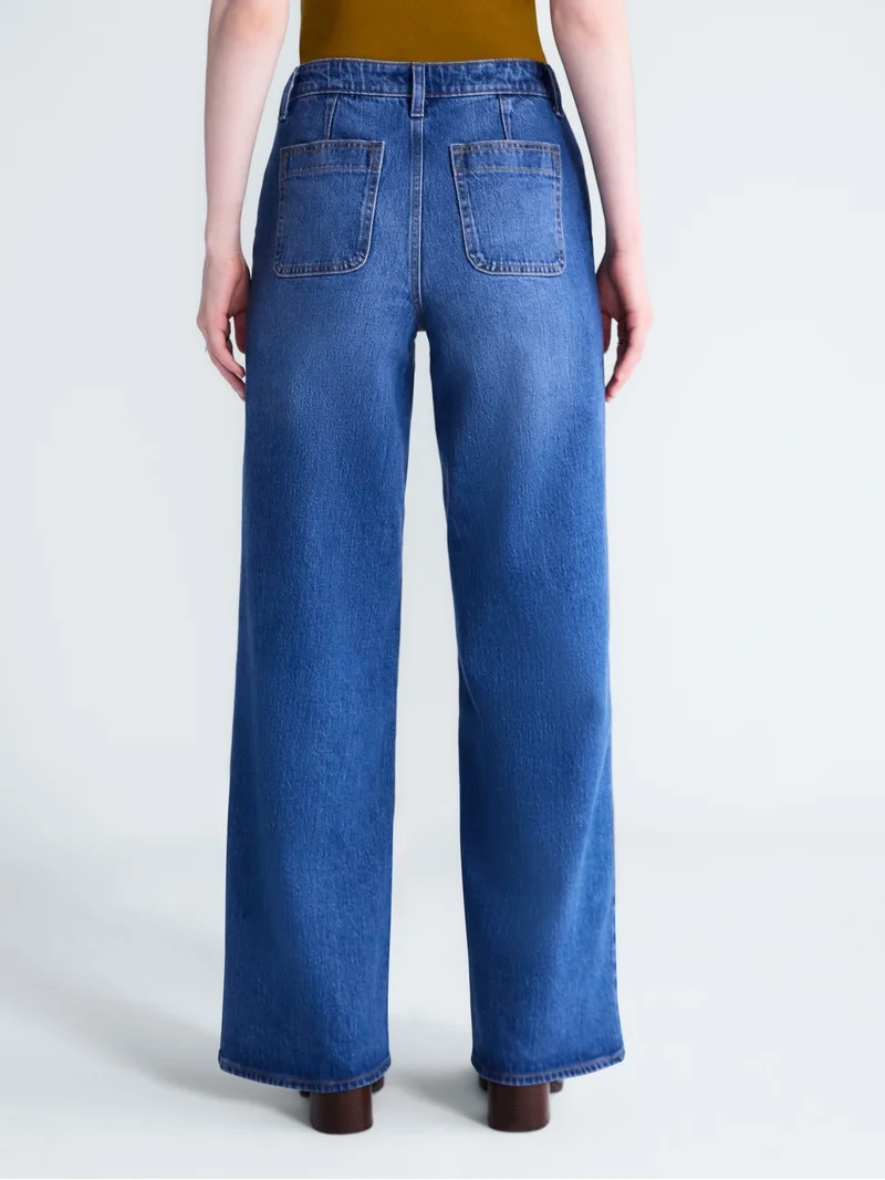 Free Assembly Women's and Women's Plus The Larchmont High Rise Patch Pocket Jeans, 32" Inseam, Si... | Walmart (US)