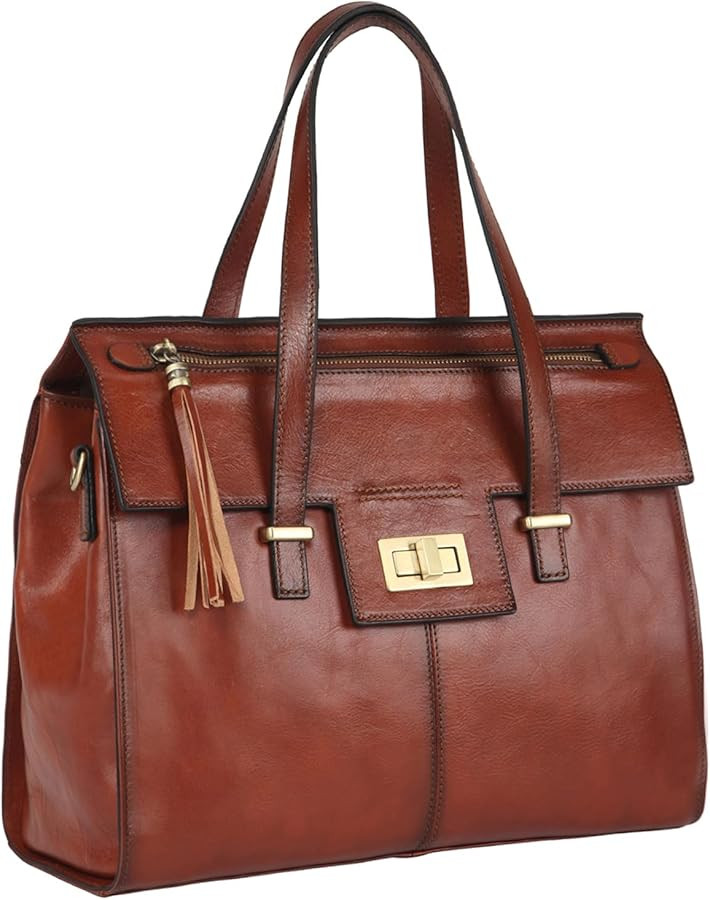 Banuce Full Grain Italian Leather Purses for Women Satchel Handbags with Tassel Twist Lock Detach... | Amazon (US)