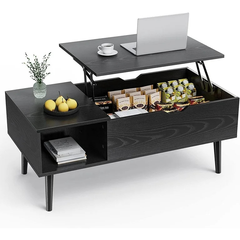 edx Wooden Lift Top Coffee Table with Hidden Compartments and Adjustable Shelves - Ideal for Smal... | Walmart (US)