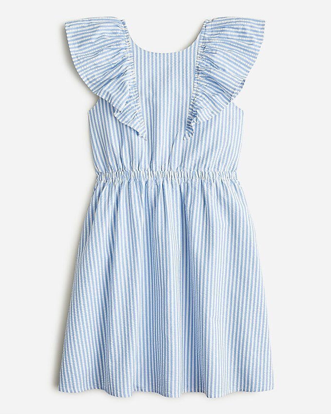 Girls' flutter-sleeve dress in seersucker | J. Crew US