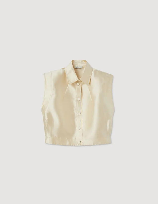 Cropped satin shirt | Sandro-Paris US