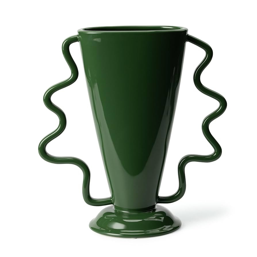 Green Rotary Vase Medieval Flower Vessel Living Room Entrance Personalized Simple Wabi Sabi Decor... | Amazon (US)