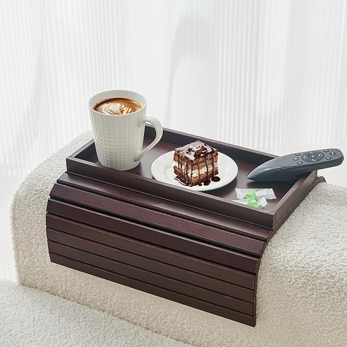 Bamboo Sofa Arm Tray, Anti Falling Couch Arm Tray Table, Foldable Couch Armrest Table, Portable S... | Amazon (US)