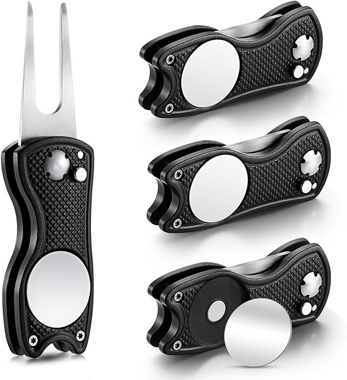 4 Pieces Golf Repair Tool Stainless Steel Foldable Golf Divot Tool Magnetic Golf Pop up Button To... | Amazon (US)