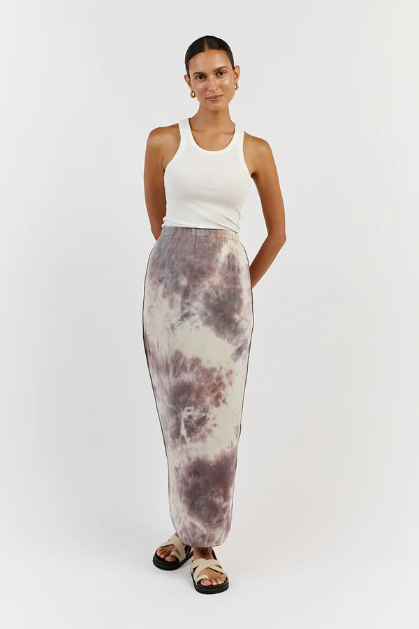 COCO MAUVE TIE DYE MIDI SKIRT | DISSH