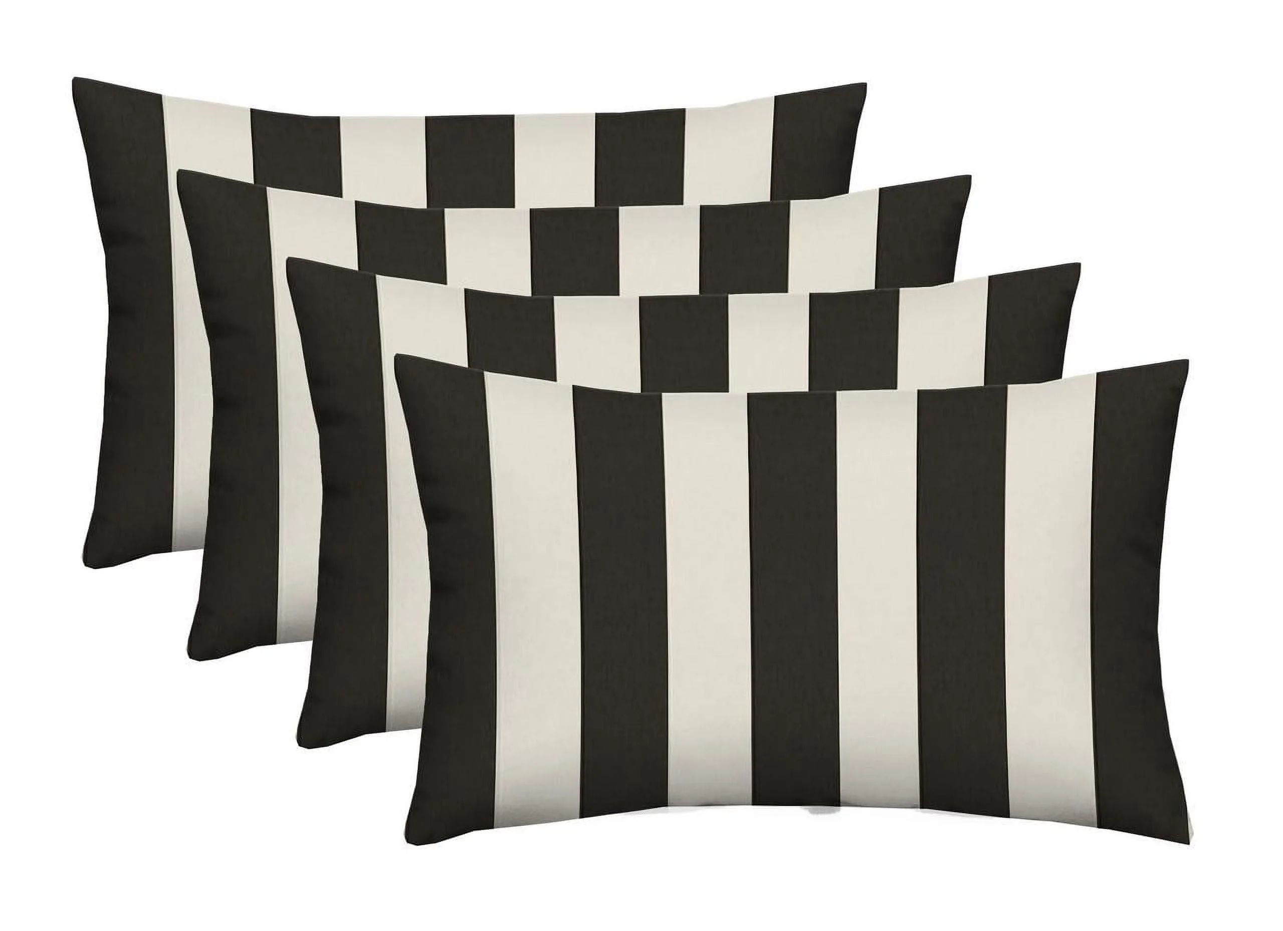 RSH Décor Indoor Outdoor Set of 4 Pillows 20" x 12", Black and White Stripe | Walmart (US)