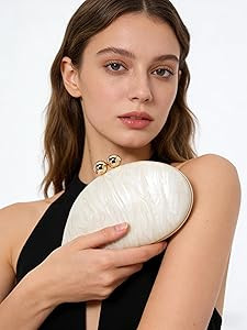 UMREN Seashell Chain Shoulder Bag for Women Acrylic Evening Clutch Bag Glitter Marble Purse Handb... | Amazon (US)