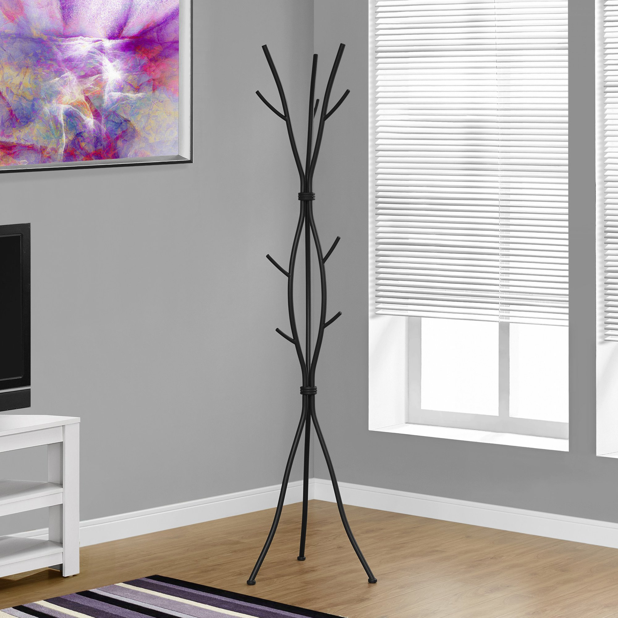 Monarch Specialties Modern 74" Metal Coat Rack, Hammered Black | Walmart (US)