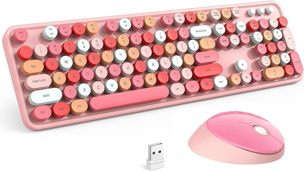 Pink Wireless Keyboard and Mouse, KOOTOP Cute Pink Keyboard and Mouse, 2.4G Wireless Keyboard Pin... | Amazon (US)