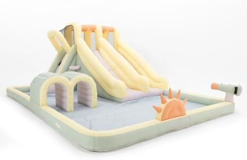 Splash Water Bounce House with Dual Slides, Inflatable Water Slide Park with Tunnels, Climbing Wa... | Amazon (US)