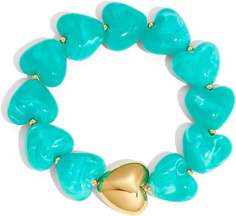 Amazon.com: INNERDIVA Chunky Heart Beaded Bracelets for Women Trendy Statement Big Large Turquois... | Amazon (US)