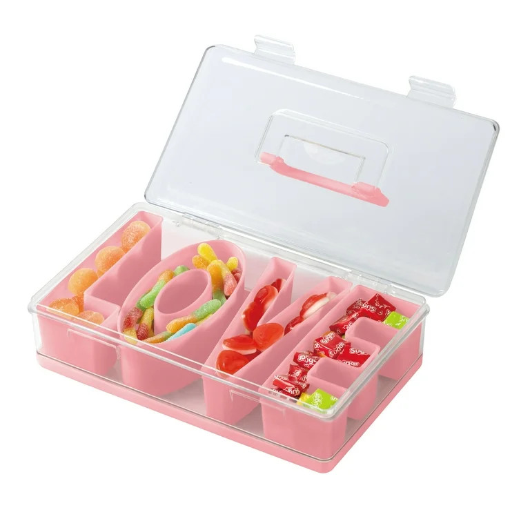 Cook with Color Valentine’s Day Figural Plastic Snack Box, Pink LOVE Design | Walmart (US)