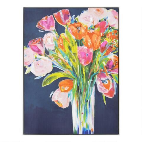 Multicolor Floral Bouquet Framed Canvas Wall Art | World Market