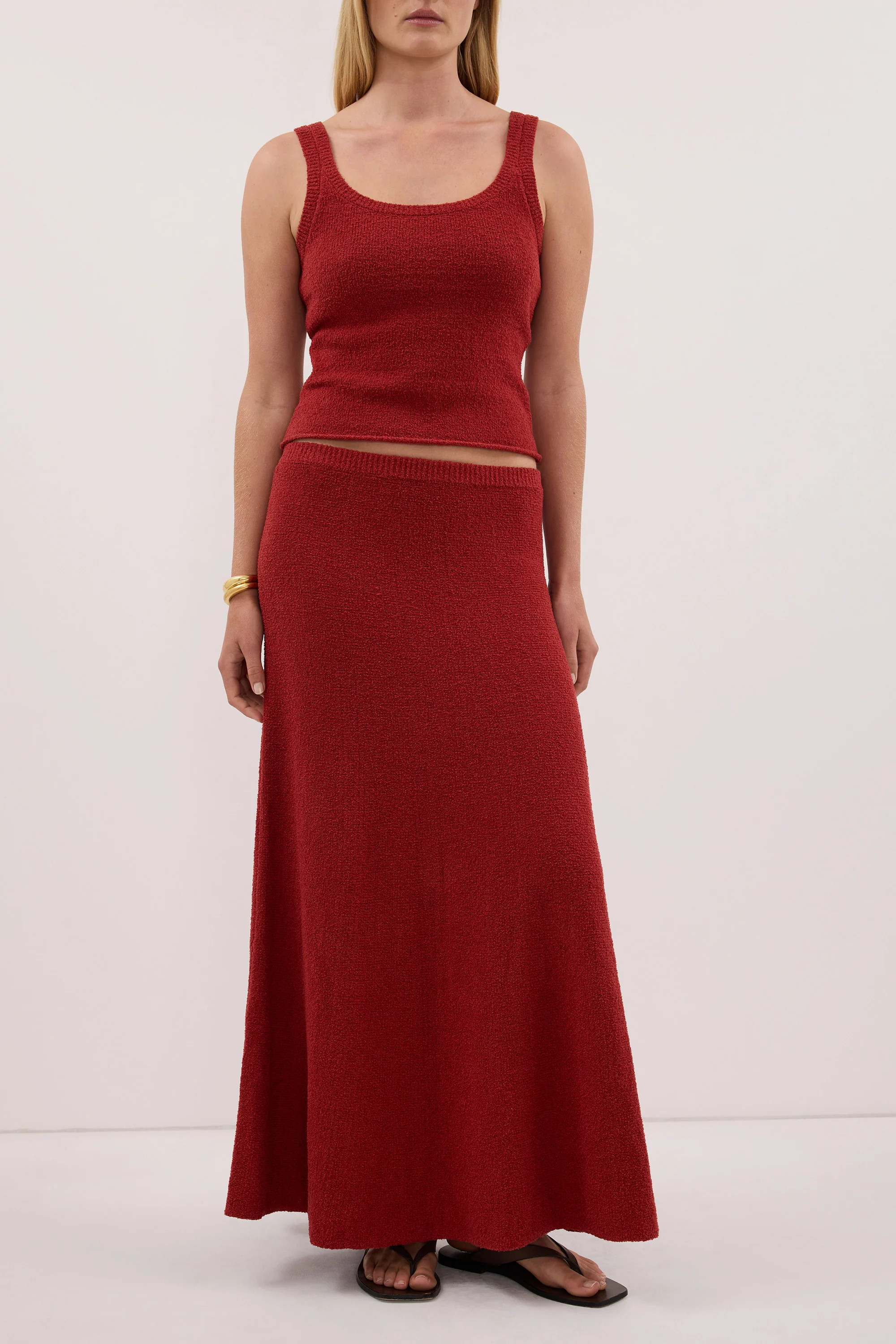 HARRIET BURNT RED KNIT MAXI SKIRT | DISSH