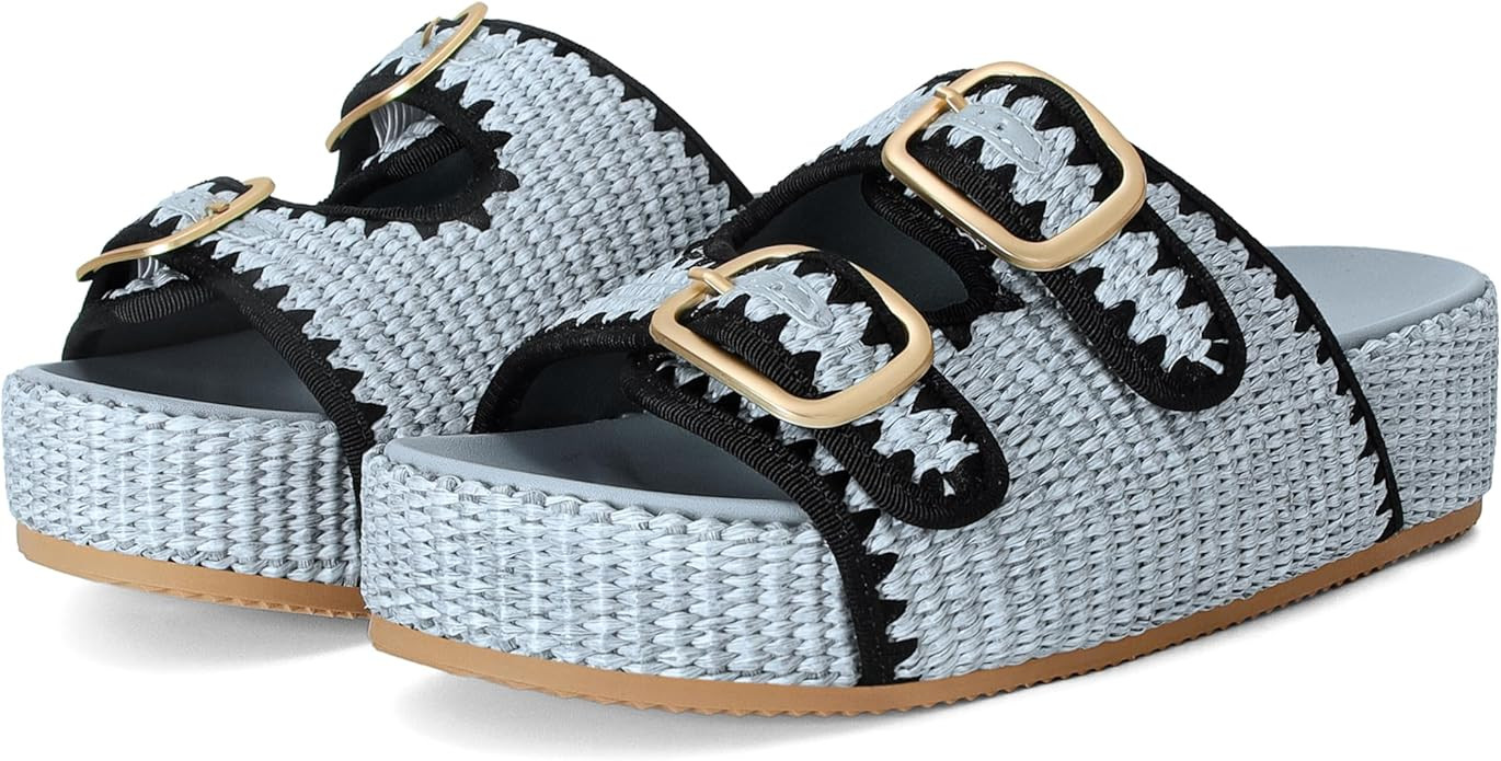 Raffia Sandals for Women Platform Slide Sandals Espadrille Adjustable Double Buckle Summer Comfor... | Amazon (US)