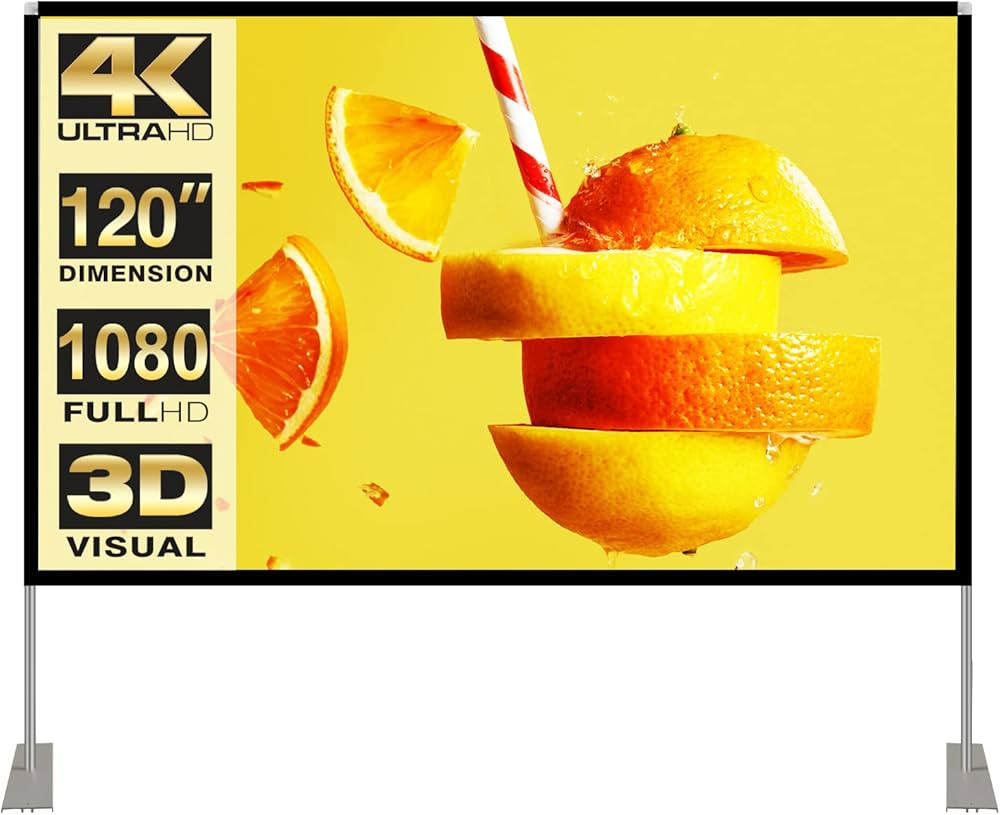 Projector Screen with Stand 120 inch 16:9 HD 4K Outdoor Indoor Projection Screen for Home Theater... | Amazon (US)