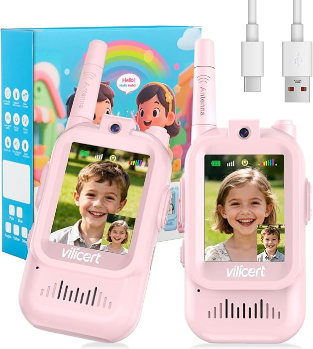 Kids Video Walkie Talkies for Age 3-12，Rechargeable Radios with Screen, Voice Changer, Long Ran... | Amazon (US)