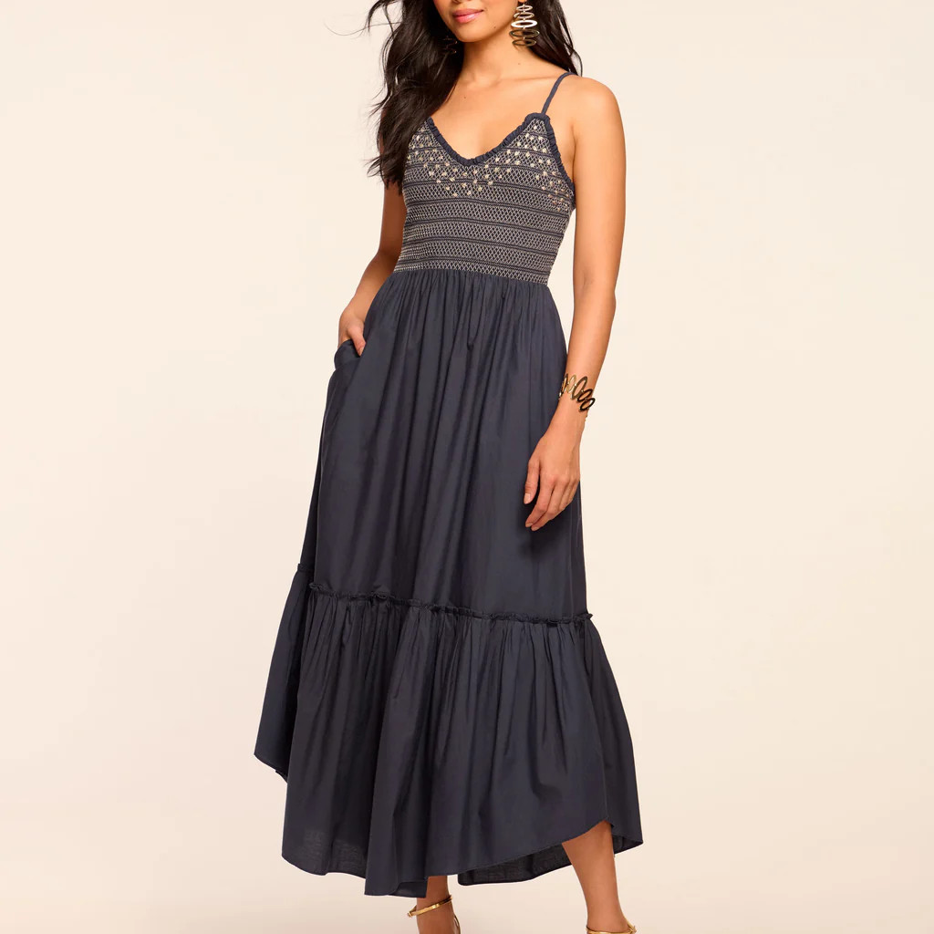 Lucia Smocked Cotton Poplin Maxi Dress | Ramy Brook