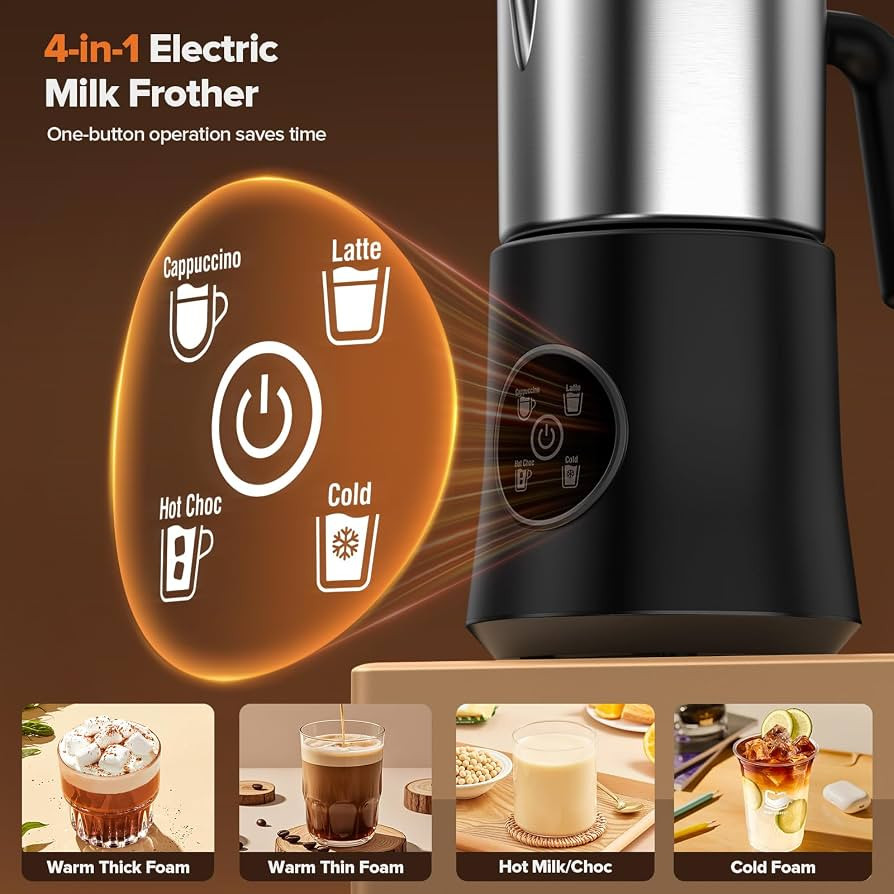 Milk Frother and Steamer, Large Capacity Detachable Electric Milk Frother, Automatic Warm and Col... | Amazon (US)
