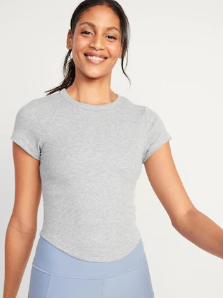 Short-Sleeve UltraLite Cropped Rib-Knit T-Shirt for Women | Old Navy (US)