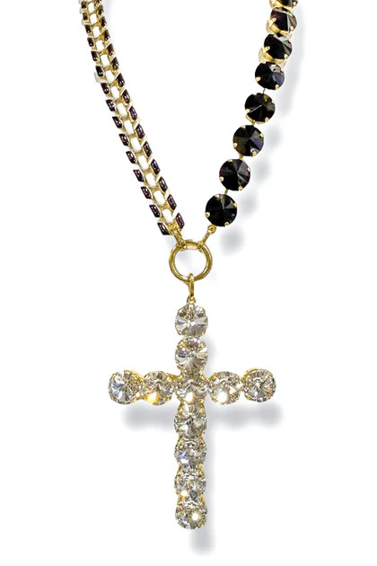TOVA Felicity Clear Cross Necklace | The Willow Tree