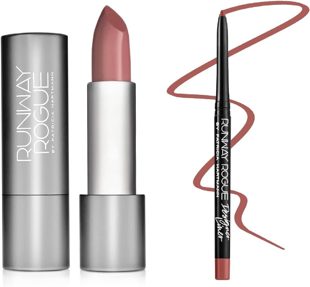 Runway Rogue ‘Front Row’ Matte Dusty Nude Pink 90s Vibe Lipstick Bundle with ‘Work it Babe... | Amazon (US)