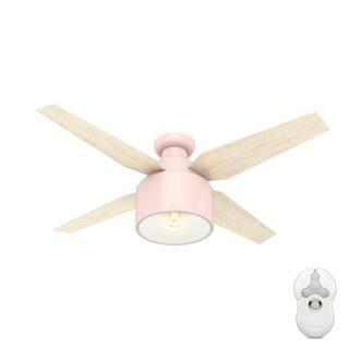 Hunter Cranbrook 52 in. LED Low Profile Indoor Blush Pink Ceiling Fan with Light Kit and Remote C... | The Home Depot