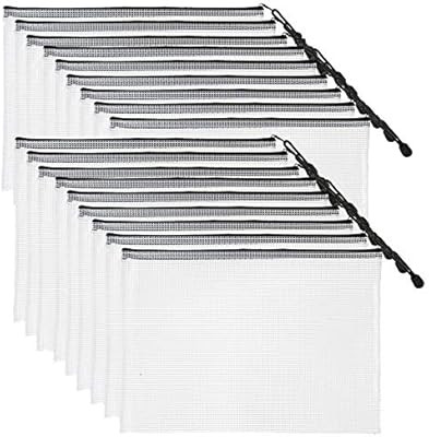 SUNEE Plastic Mesh Zipper Pouch (Black, 18 Packs) - 9x13 in Waterproof Zip Bag for School Office ... | Amazon (US)