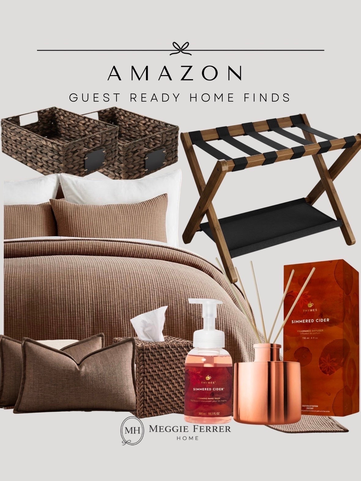 Amazon guest-ready home finds 🤎✨

A few simple pieces can make a guest room feel so much more welcoming. From cozy bedding and soft pillows to a pretty basket, candle, and diffuser, these are the little details that make guests feel right at home.

Easy, thoughtful updates that bring a warm and inviting feel to any guest space. 🕯️🤍

#LTKHome #LTKSeasonal #LTKmomlife