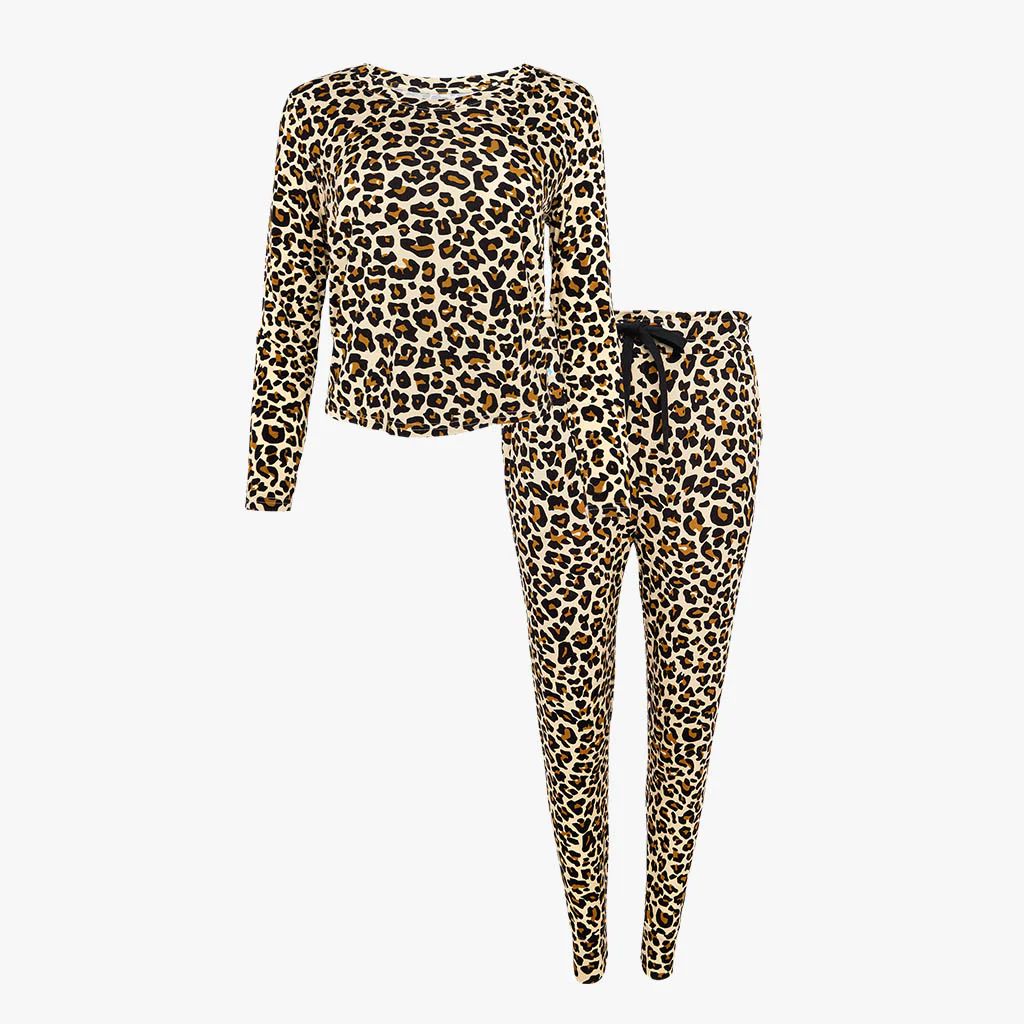Leopard Brown Long Sleeve Women's Pajamas | Lana Leopard Tan | Posh Peanut