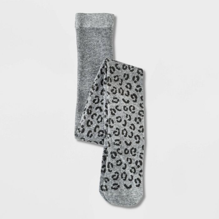 Girls' Cotton Leopard Printed Tights - Cat & Jack™ Gray | Target