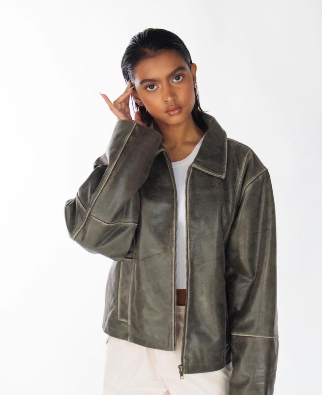 90’s Distressed Leather Jacket, Distressed Vintage Leather Jacket, Boxy Leather Jacket, Distres... | Etsy (US)