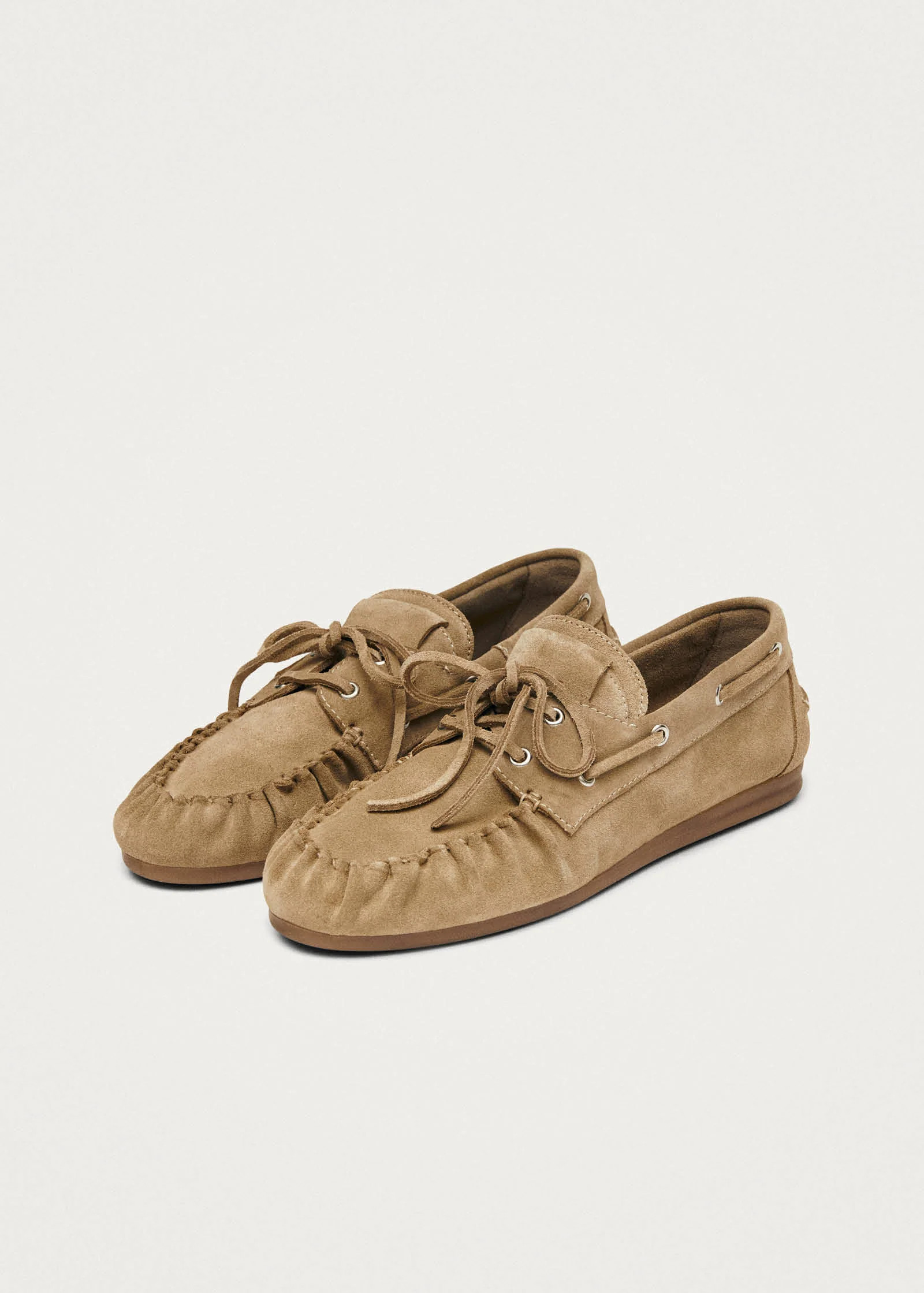 Rowan Suede Beige Leather Loafers | ALOHAS (Global)